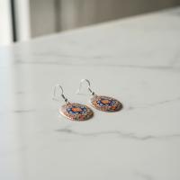 Aztek Kilim Desenli El Yapımı Bakır Küpe - Seri 061