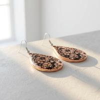Modern Geometrik Desenli El Yapımı Bakır Küpe - Seri 030