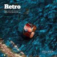Retro Kırmızı Turuncu Retro Desenli El Yapımı Bakır Yüzük – Vintage Copper Ring