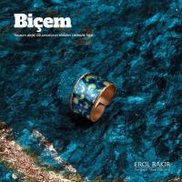 Biçem Altın Zemin Çiçek Motifli El Yapımı Bakır Yüzük – Floral Gold Copper Ring