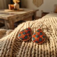 Çizgisel Motifli El Yapımı Bakır Küpe - Seri 028