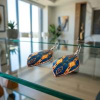 Minimal Etnik Desenli El Yapımı Bakır Küpe - Seri 005