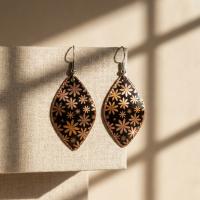 Premium Geometrik Motifli El Yapımı Bakır Küpe - Seri 020