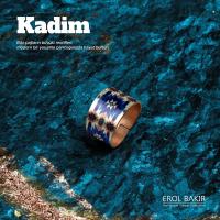 Kadim Siyah Zemin Mavi Kırmızı Aztek Kilim Desenli El Yapımı Bakır Yüzük – Handmade Copper Ring