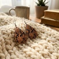 Tribal Bordür Desenli El Yapımı Bakır Küpe - Seri 024