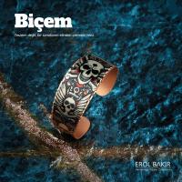 Biçem Kafatası Kanatlar Gotik Baskılı Geniş El Yapımı Bakır Bileklik – Skull Copper Bracelet