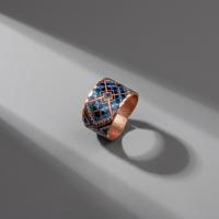 Modern Geometrik Desenli El Yapımı Kalın Bakır Yüzük - Seri 030