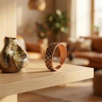 Kilim Bordür Motifli El Yapımı İnce Bakır Yüzük - Seri 009