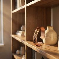 Aztek Kilim Desenli El Yapımı İnce Bakır Bileklik - Seri 001