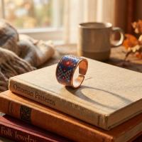 Premium Geometrik Motifli El Yapımı Kalın Bakır Yüzük - Seri 040