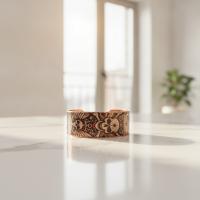 Modern Geometrik Desenli El Yapımı Kalın Bakır Bileklik - Seri 010