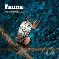 Fauna Beyaz Zemin Büyük Kedi Yüzü Portresi Kalın El Yapımı Bakır Bileklik – Cat Face Copper Bracelet