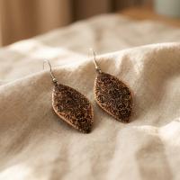Baklava Motifli El Yapımı Bakır Küpe - Seri 003