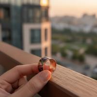 Sade Geometrik Motifli El Yapımı Kalın Bakır Yüzük - Seri 012
