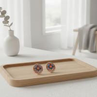 Aztek Kilim Desenli El Yapımı Bakır Küpe - Seri 061