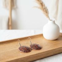 Çizgisel Motifli El Yapımı Bakır Küpe - Seri 068