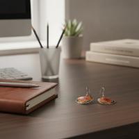 Dekoratif Geometrik El Yapımı Bakır Küpe - Seri 035