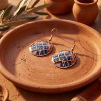 Zigzag Bordürlü El Yapımı Bakır Küpe - Seri 047