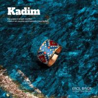 Kadim Altın Zemin Kırmızı Mavi Aztek Kilim Desenli El Yapımı Bakır Yüzük II – Handmade Copper Ring