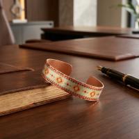 Minimal Etnik Desenli El Yapımı İnce Bakır Bileklik - Seri 045