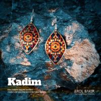 Kadim Turuncu Kırmızı Aztek Kilim Desenli El Yapımı Bakır Küpe – Handmade Copper Earring