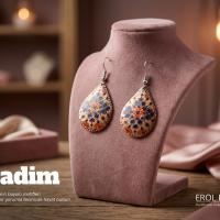 Minimal Etnik Desenli El Yapımı Bakır Küpe - Seri 025