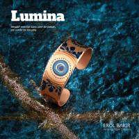Kadim Krem Zemin Kırmızı Aztek Kilim Desenli Kalın El Yapımı Bakır Bileklik – Handmade Copper Bracelet