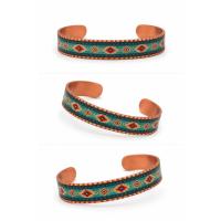 Etnik Kilim Desenli Bakır Bileklik