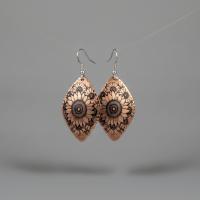 Sade Geometrik Motifli El Yapımı Bakır Küpe - Seri 012
