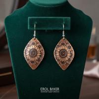 Sade Geometrik Motifli El Yapımı Bakır Küpe - Seri 012