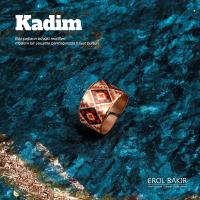 Kadim Bakır Zemin Kırmızı Turuncu Aztek Kilim Desenli El Yapımı Bakır Yüzük – Handmade Copper Ring