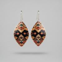 Modern Geometrik Desenli El Yapımı Bakır Küpe - Seri 010
