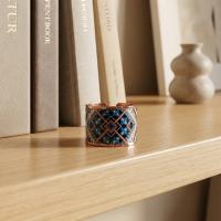 Modern Geometrik Desenli El Yapımı Kalın Bakır Yüzük - Seri 030