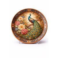 Handcrafted Copper Plate – Peacock Diamond Engraved Decorative Wall Art