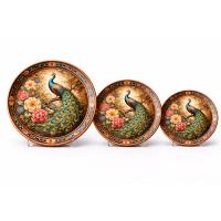 Handcrafted Copper Plate – Peacock Diamond Engraved Decorative Wall Art