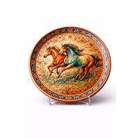 Handmade Copper Plate – Twin Running Horses Decorative Wall Art