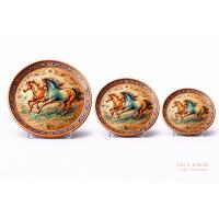 Handmade Copper Plate – Twin Running Horses Decorative Wall Art